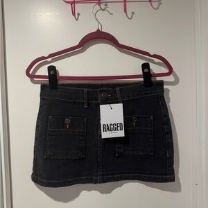 Ragged Jeans Black Denim Pocket Mini Skirt